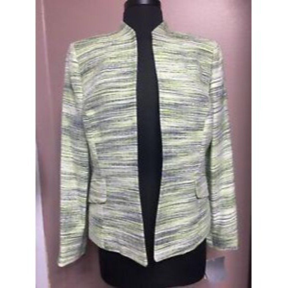 Kasper Open-Front Animal-Print Jacket 6 Avocado - Picture 4 of 4